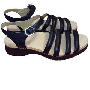 Dansko Roxie Napa Strappy Sandals Black Leather Size 40 Ladies US 9.5-10
